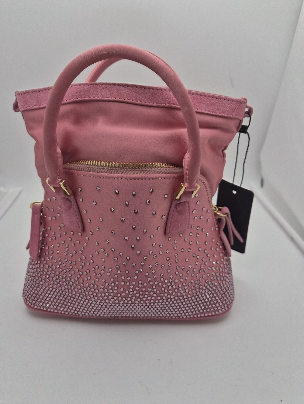 MM Pink Crystal-Embellished Women's Satchel